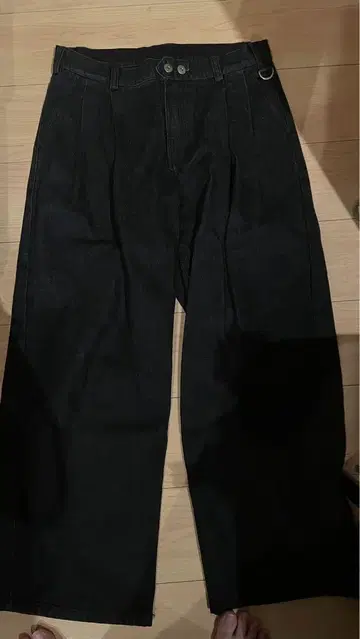 INTER FACTORY 블랙 와이드 데님 팬츠
