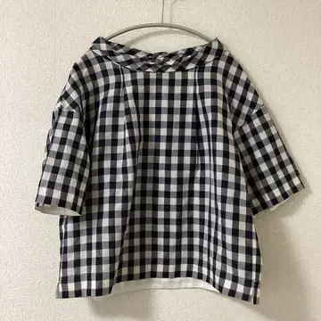 깅엄 체크 블라우스 반팔 휴먼 우먼