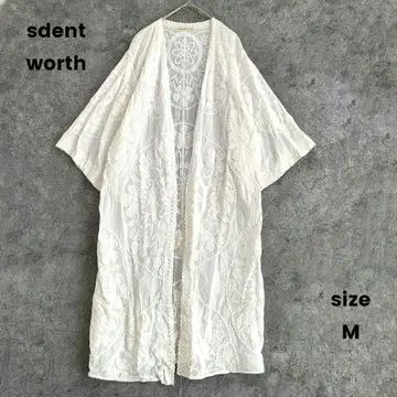 sdent worth 면 100% 롱 가운 자수 올 패턴 꽃무늬 겉옷 M