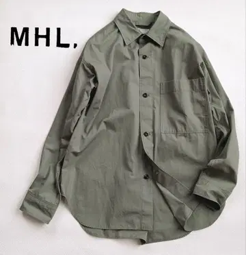 MHL.엠에이치엘 드라이 코튼 포플린 셔츠 긴팔 카키 워크 셔츠