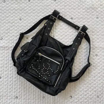 y2k 00s 스터드 해골 백팩 그런지 가죽 지뢰