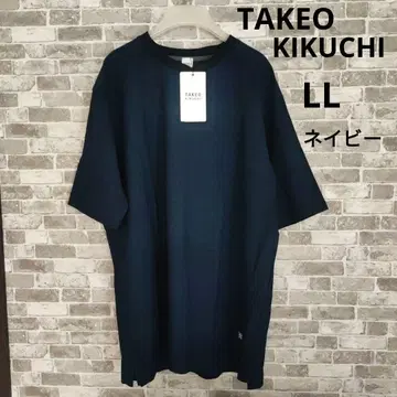 TAKEO KIKUCHI 네이비 반팔 티셔츠 남성용 LL