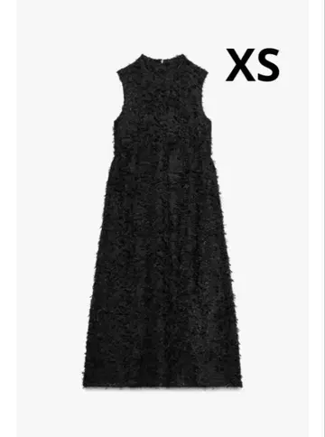 ZARA 자라 프린지 미디 길이 원피스 XS 블랙 블랙