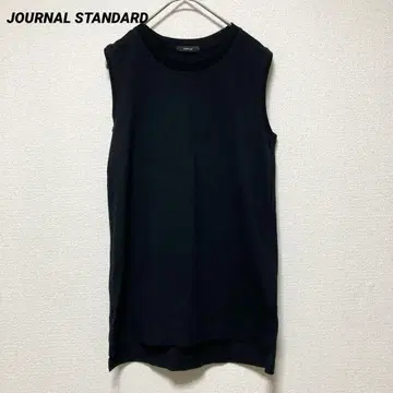 저널 스탠다드 슬리브리스 면 100 사이드 슬릿 블랙 상의