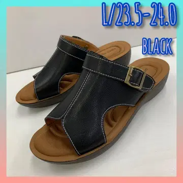 L23.5-24.0cm 여성용 새상품 컷 아웃 사보 샌들 블랙 컬러