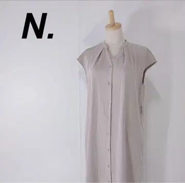 N. 슬리브리스 셔츠 원피스 베이지