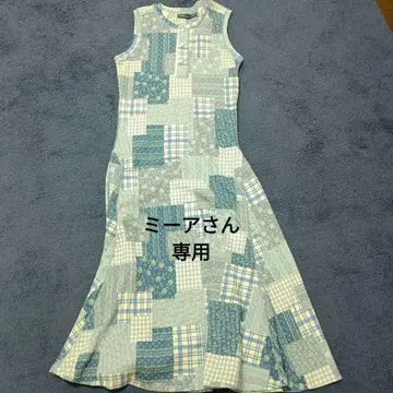 폴로 패치워크 슬리브리스 롱 원피스