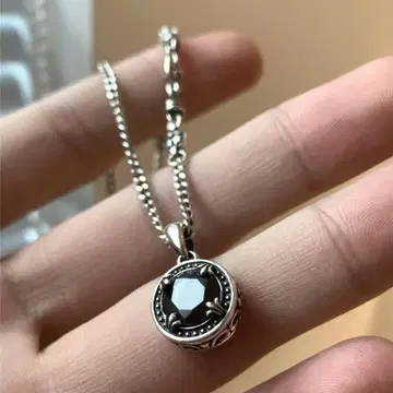 silver925 CH 크로스볼 블랙 오닉스 목걸이