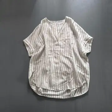 JOUNAL STANDARD 린넨 블렌드 반팔 키 넥 셔츠