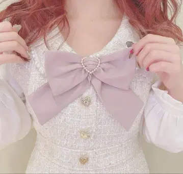 LIZLISA 화이트 트위드 원피스 리본 포함