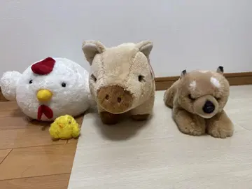 봉제 인형 세트 (닭, 멧돼지, 개)