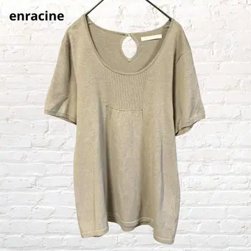 enracine% 안라시네 반팔 티셔츠 튜닉 베이지 M 구제 의류