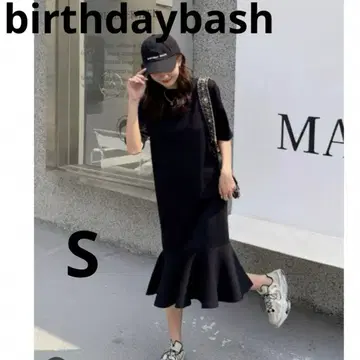 birthdaybash 페플럼 프릴 썸머 니트 원피스 블랙 S