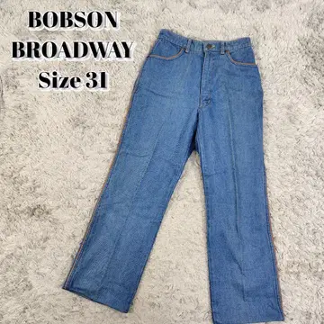 BOBSON BROADWAY 데님 팬츠 가죽 파이핑 빈티지