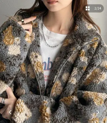 자카드 무늬 오버 사이즈 보아 블루종
