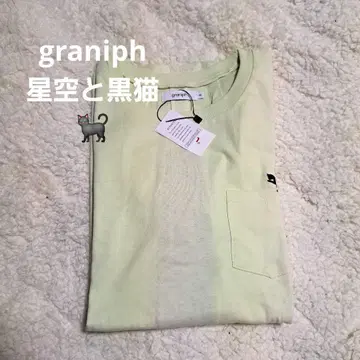 graniph 별이 빛나는 하늘과 검은 고양이 반팔 티셔츠 M 사이즈