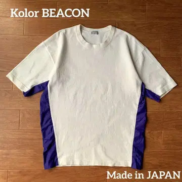 컬러 비콘 화이트/퍼플 사이드 절개 헤비 웨이트 티셔츠
