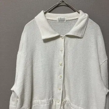 Vie Saison 와플 가디건(F) 화이트 무지 허리 조임