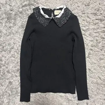 UNITED ARROWS 레이디 롱 슬리브 니트 옷깃 레이스 탈부착 가능
