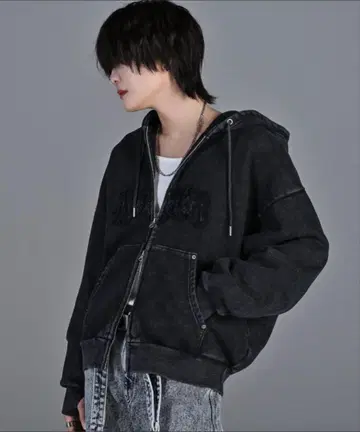 Adier 다크 그레이 집업 후드티
