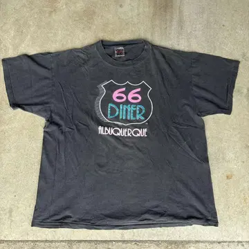 90년대 구제 의류 빈티지 티셔츠 페이드 블랙 66DINER