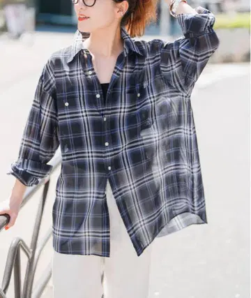 코튼 보일 체크 셔츠