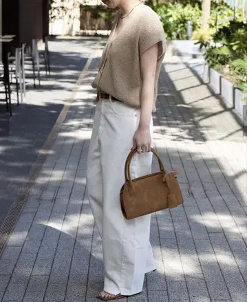 새상품 B.C STOCK 스웨이드 느낌 보스턴 BAG 카멜
