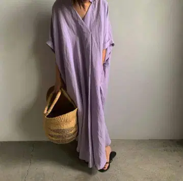 &her 레이온 린넨 원피스 라벤더