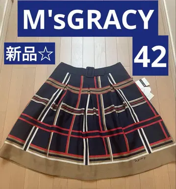 M'SGRACY 체크 무늬 플리츠 스커트