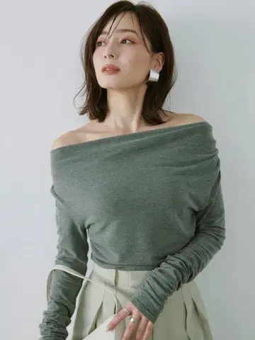 완판 컬러 뉘앙스 개더 드레이프 컷 탑