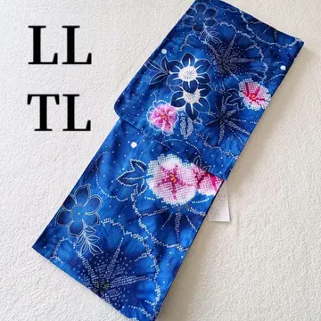 새상품 유카타 LL 톨 키가 큰 통통한 프레타 짜기풍 나팔꽃 블루