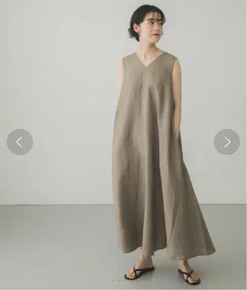 카구레 린넨 A 라인 슬리브리스 원피스