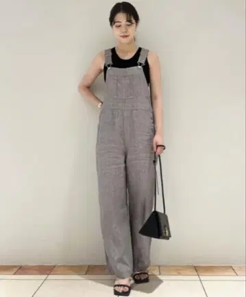 milaowen 2 사이즈 헤링본 린넨 오버롤