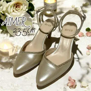 컨디션 최상 AIMER 라메 라인 파이핑 슈즈 펌프스 스틸레토