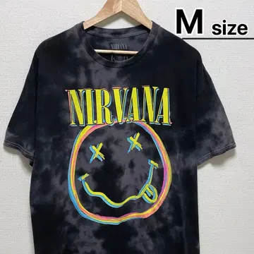 NIRVANA 티셔츠 M 타이다이 패턴 블랙 그레이 니코짱 밴딩