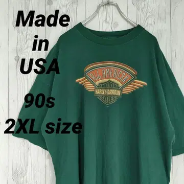 USA제! 할리데이비슨 티셔츠 싱글 스티치 90s 3XL 그린