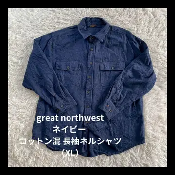great northwest 네이비 코튼 혼방 긴팔 플란넬 셔츠/XL