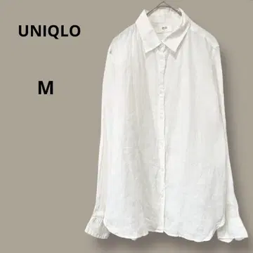 유니클로 긴팔 린넨 셔츠 화이트 화이트 M