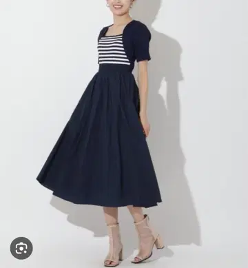 앙데팡당 보더 니트 도킹 원피스
