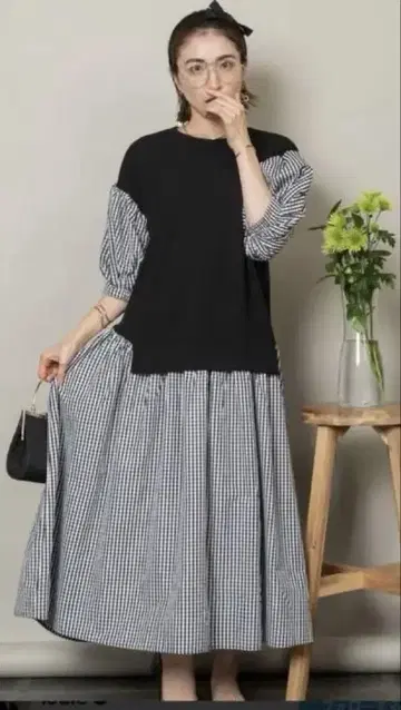 LODIE 원피스 블랙 체크