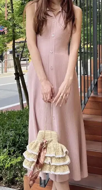 snidel 핑크 슬리브리스 니트 롱 원피스 프리 사이즈