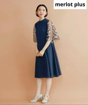 미사용 택 포함 merlot plus 꽃 자수 레이스 시어 슬리브 원피스