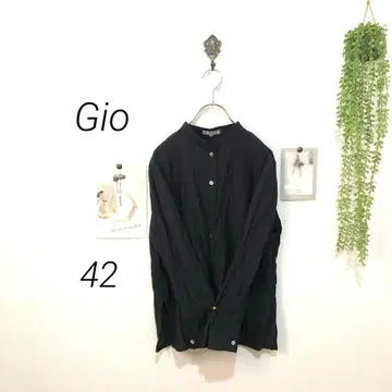 5538-2 Gio 밴드 카라 셔츠 블라우스 사이즈 42 실크 혼방