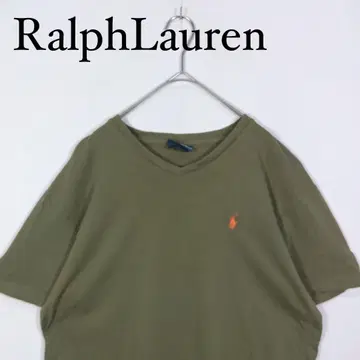 90s Ralph Lauren 올리브 V넥 티셔츠 S