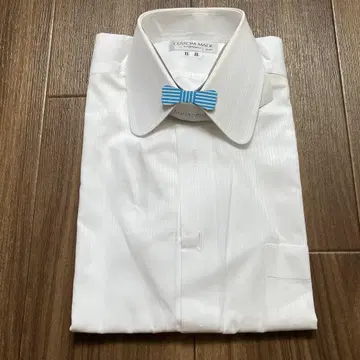 다이마루 CUSTOM MADE 화이트 스트라이프 드레스 셔츠 더블 커프스