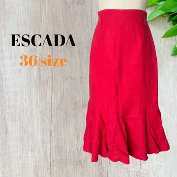 ESCADA 에스카다 (S) 여성용 미디엄 스커트 레드