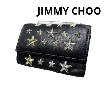 JIMMY CHOO 키케이스 별 모양 스터드 가죽 블랙 인기
