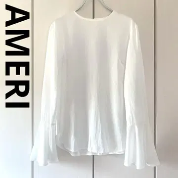 AMERI 아메리 롱 커프스 블라우스 화이트 화이트 커프스 디자인 플레어