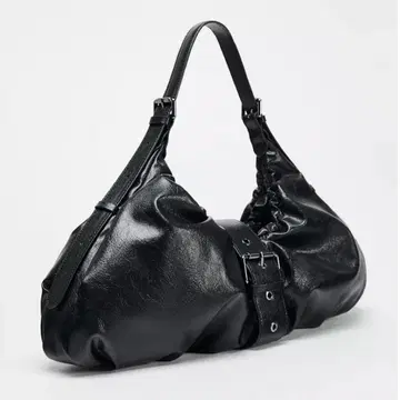 ZARA 개더 & 버클 맥시 버킷 백 핸드백 가방 y2k 블랙