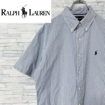 랄프 로렌 Ralph Lauren 반팔 셔츠 자수 로고 스트라이프 L